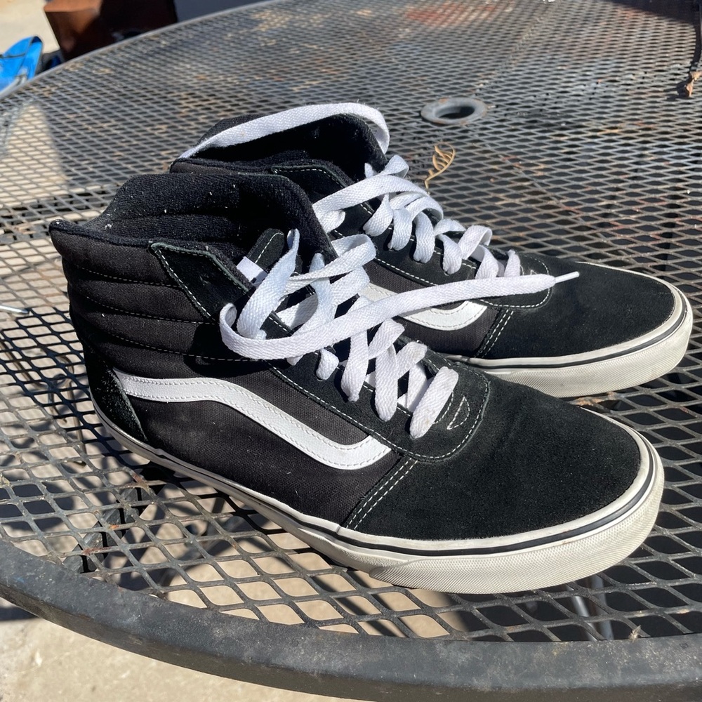 Vans Black and White High-Top Skate Sneakers